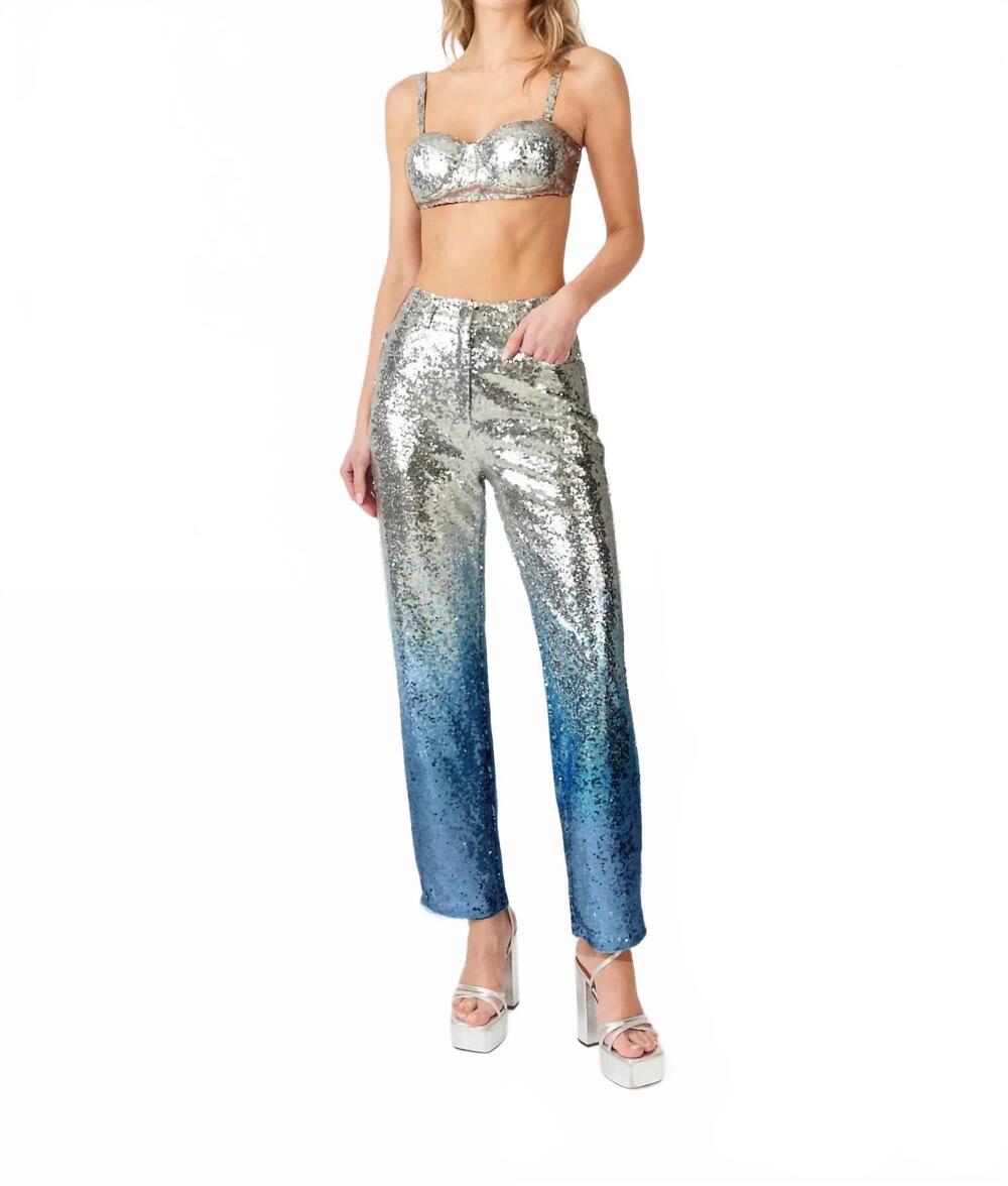 NEW AMYLYNN high shine ombre sequin pants in silver